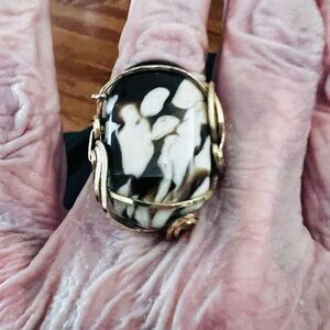 Classic Cream and Brown Statement Cocktail Ring - Women Jewelry.